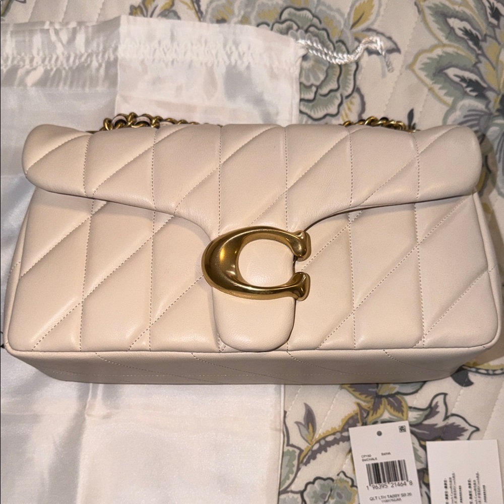 Coach Quilted Tabby 26 in Chalk with Brass hardware - Picture 5 of 14